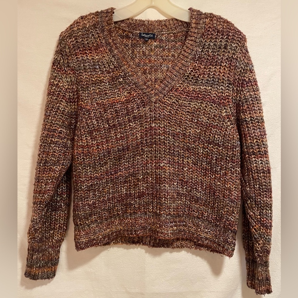 Splendid Women’s Multicolor V-Neck Knit Sweater - Brown & Rust Mix